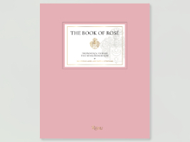 rose pink book cover with white label and black text The Book of Rosé