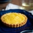 lemon tart on a blue plate