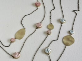 necklaces on a table