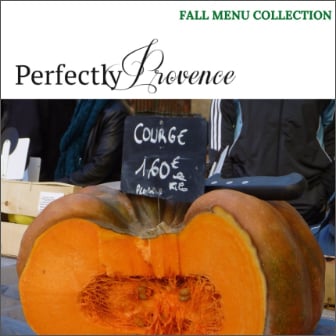 large orange squash cut in half on cover of Fall Menu Collection by Perfectly Provence