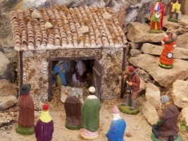 nativity scene created with small clay figurines