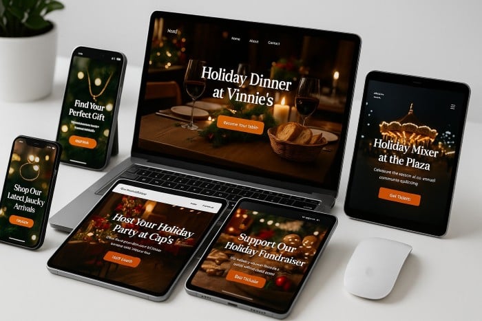Modern one-page website examples for holiday businesses