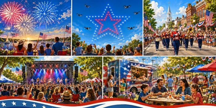 4th of July celebrations in Contra Costa County — fireworks, drone show, parade, live music, great food
