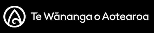 Logo of Te Wānanga o Aotearoa on a black background. The logo consists of a white circular design with a stylized koru (spiral) inside, followed by the text “Te Wānanga o Aotearoa” in white.