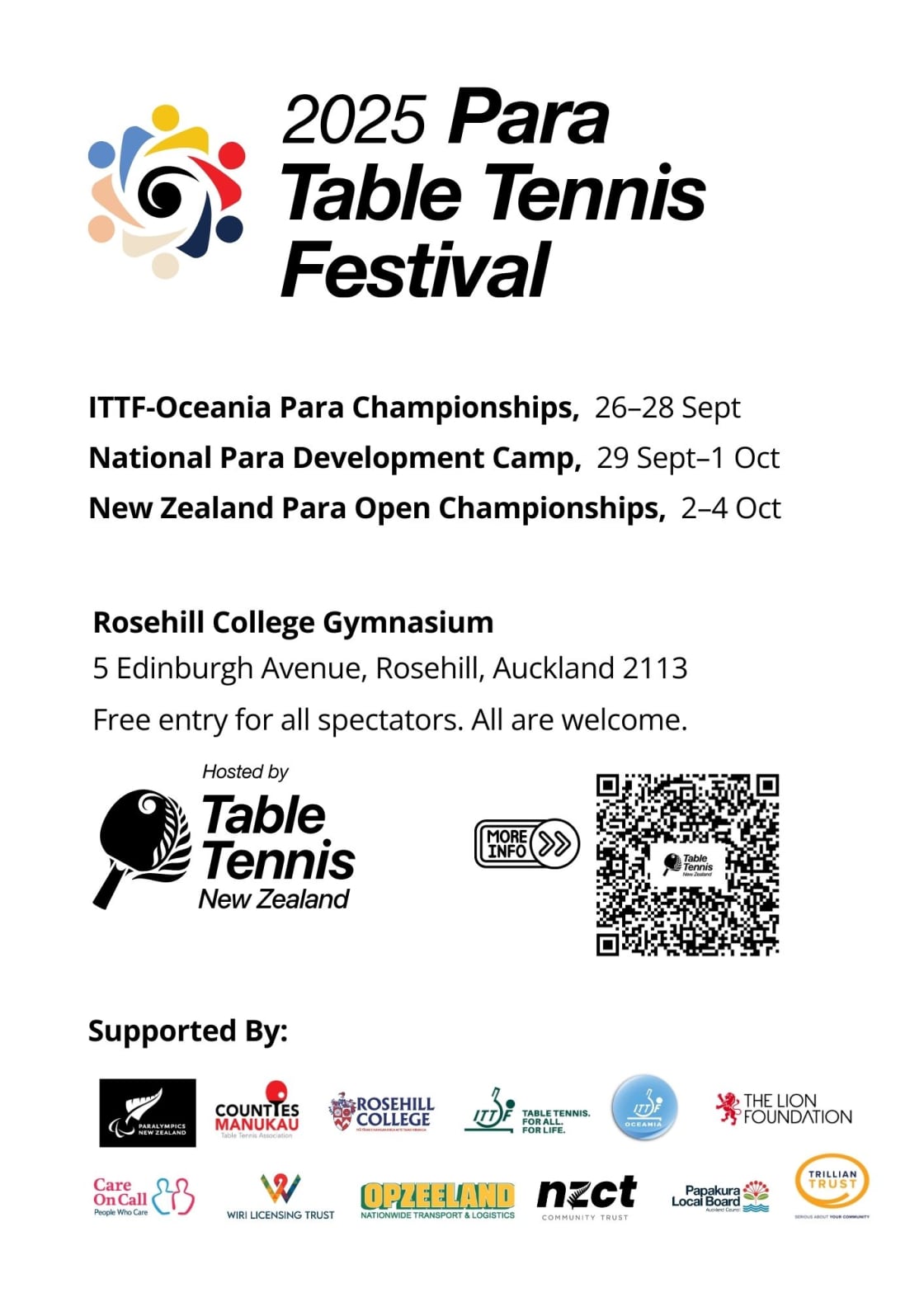 Poster for the 2025 Para Table Tennis Festival