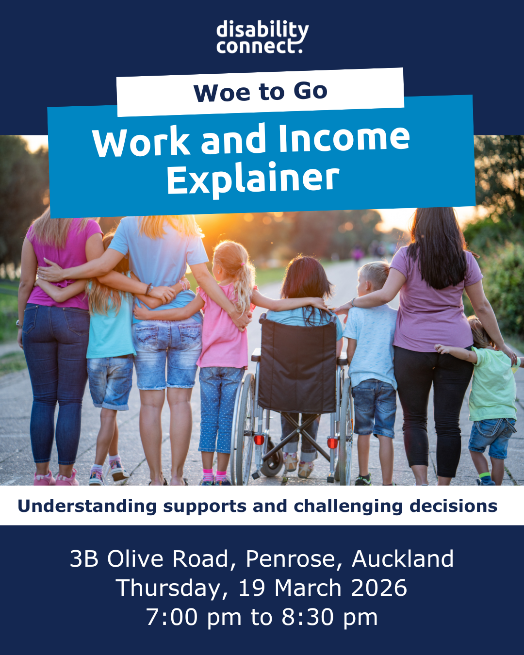 Promotional flyer for Woe to Go - Work and Income Explainer