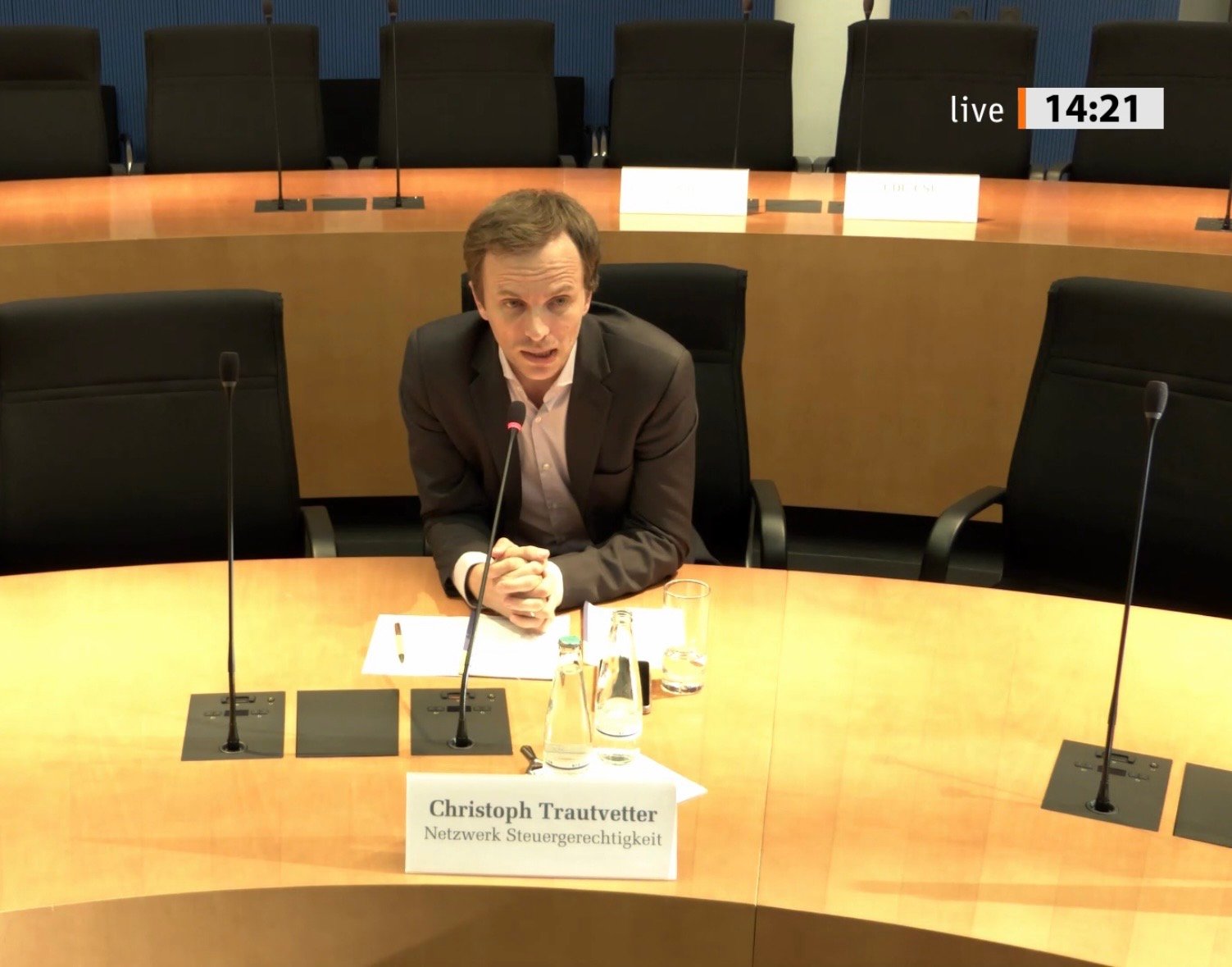 Quelle: Screenshot der Live-Übertragung der Anhörung im Finanzausschuss