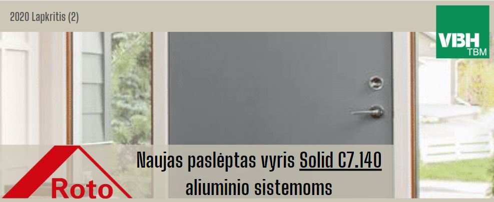 Roto Solid paslėptas vyris aliuminio sistemoms