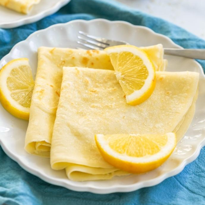 pancakes with lemon slices.
