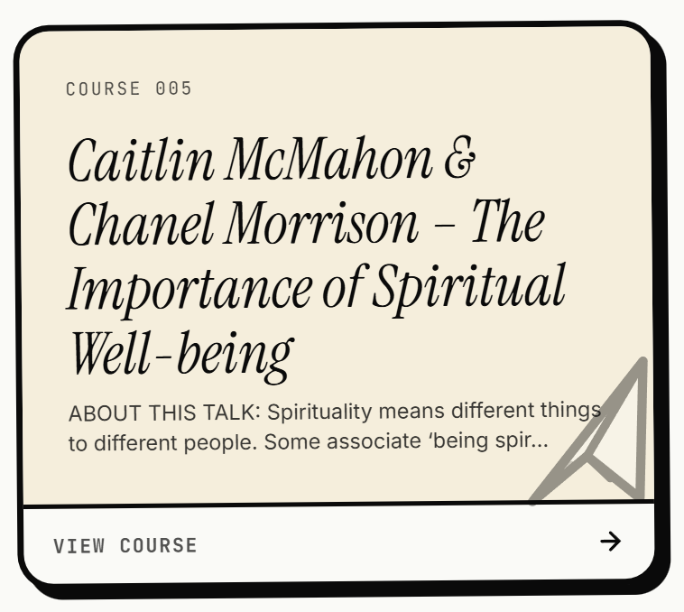 Caitlin McMahon and Chanel Morrison, Spiritual Wellbeing course