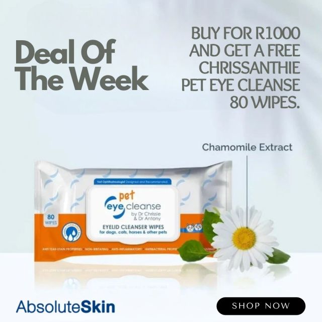 FREE CHRISSANTHIE pet eye wipes (80) if buy for R1000 or more