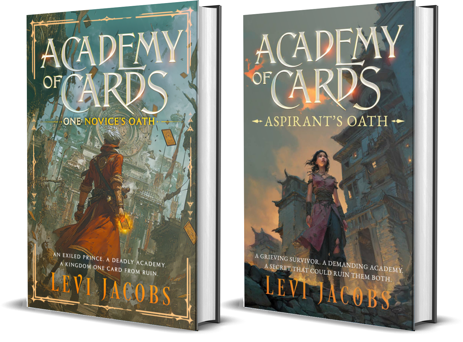 Images of Novice's Oath (book one) left, and Aspirant's Oath (prequel novella) right