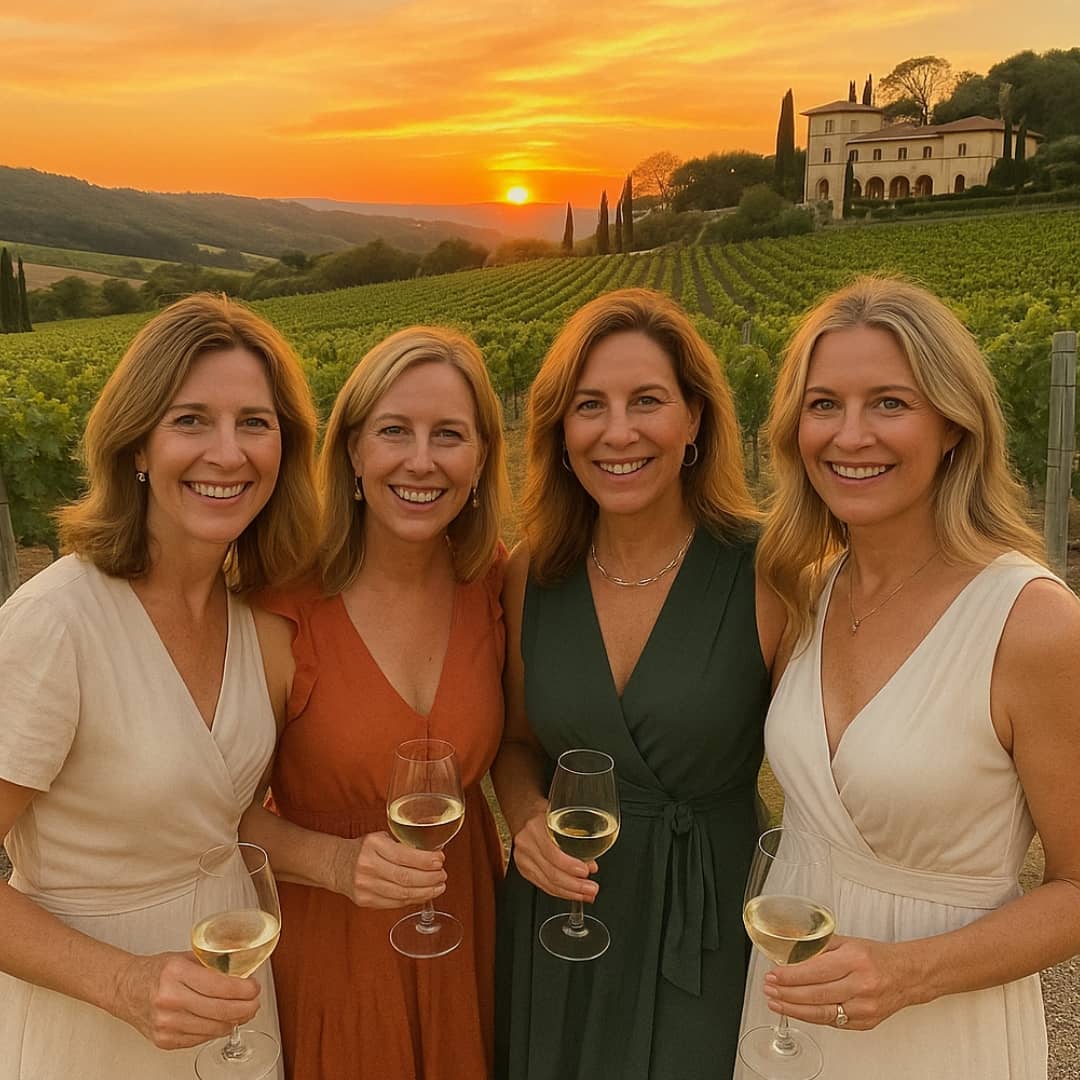 Winery patio at sunset