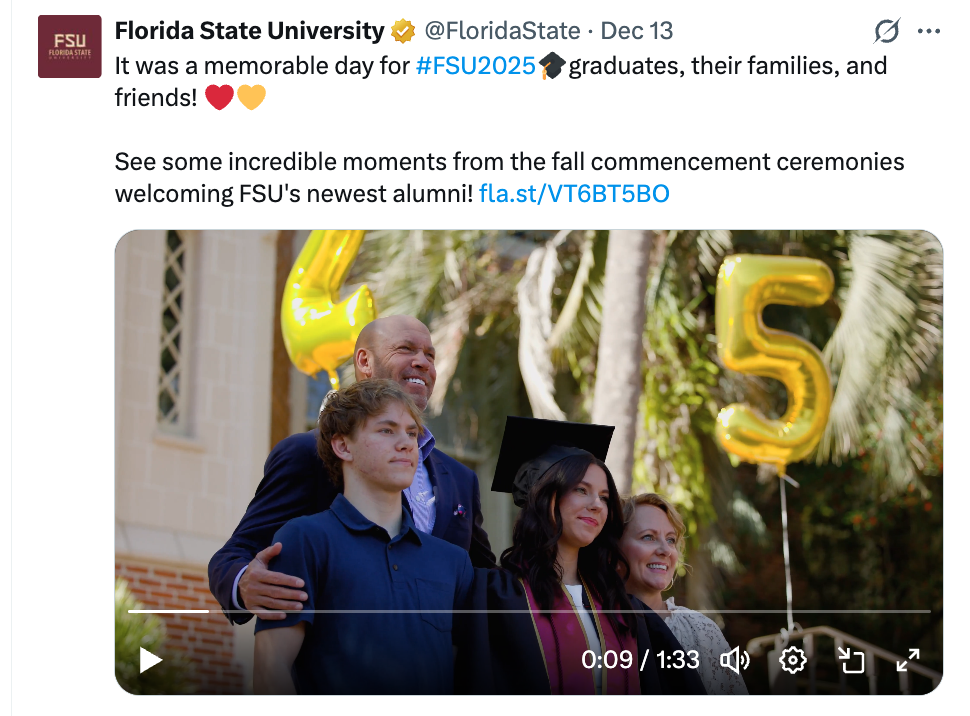 See some incredible moments from the fall commencement ceremonies welcoming FSU's newest alumni!