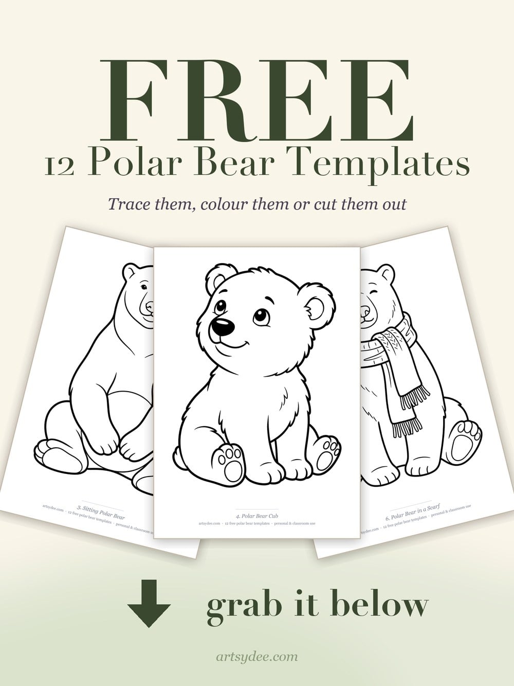 12 free polar bear templates sign-up card