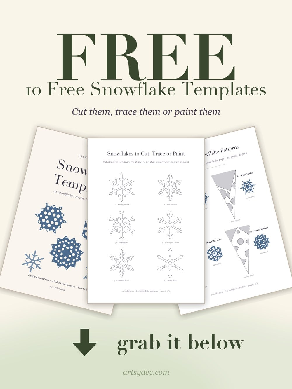 Free snowflake templates: the printable outline snowflakes and fold-and-cut patterns
