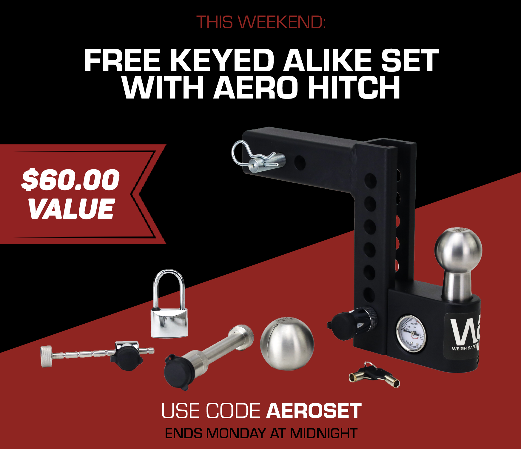 FREE Keyed Alike Lock Set with AERO Hitch! Weigh Safe