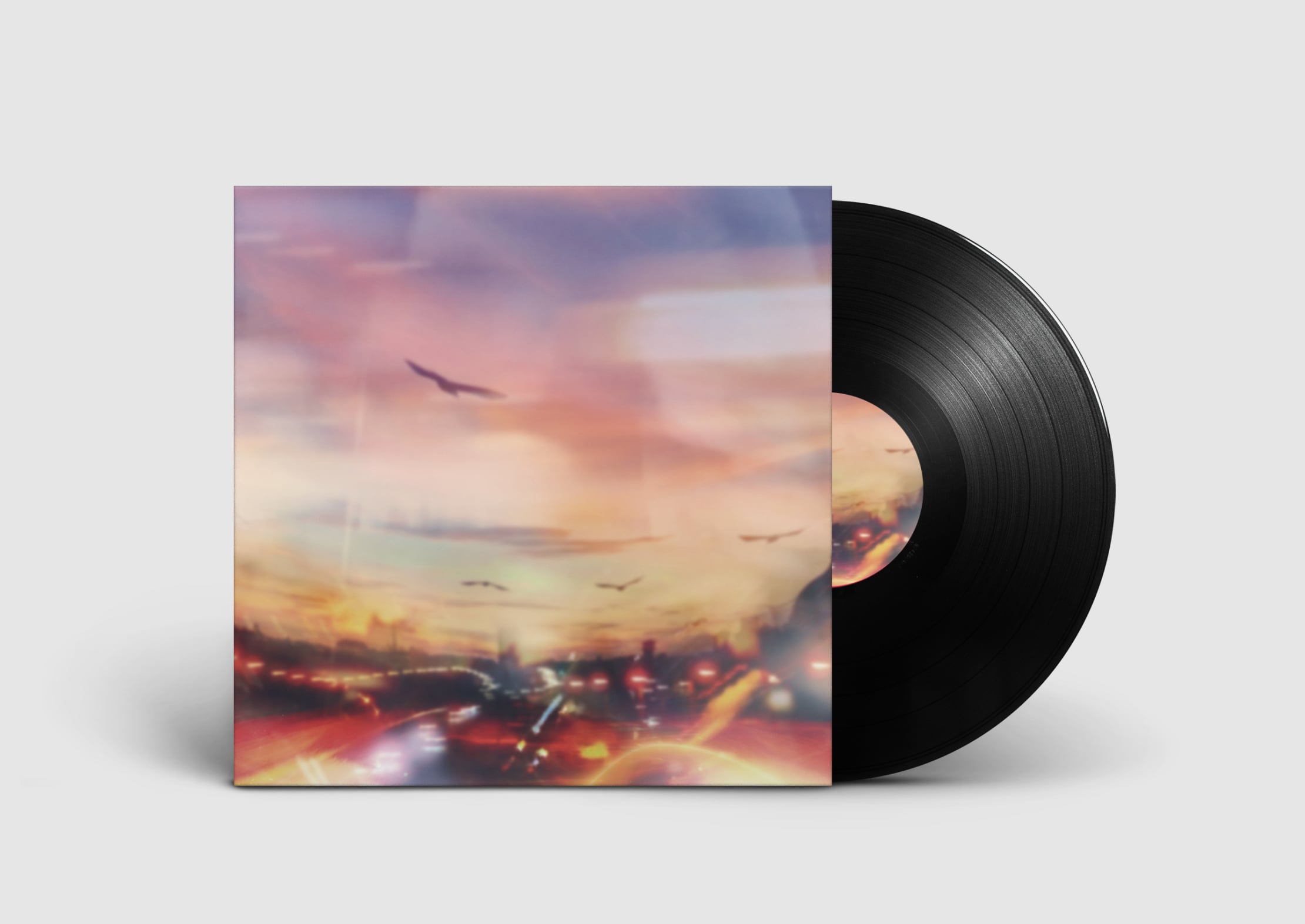 All Constellations Weaving Into One vinyl artwork with a blurry city skyline