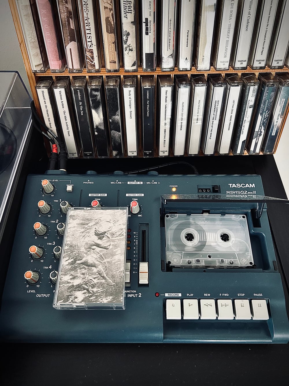 Patina Lush - Mist Unseen cassette tape and a cassette player