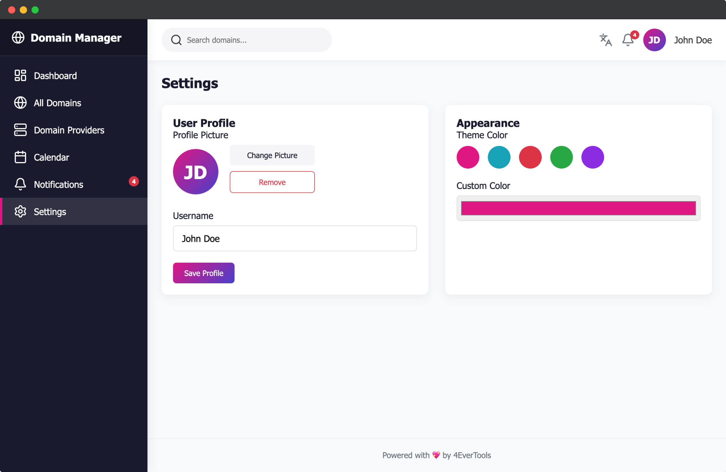 Customizable Settings
