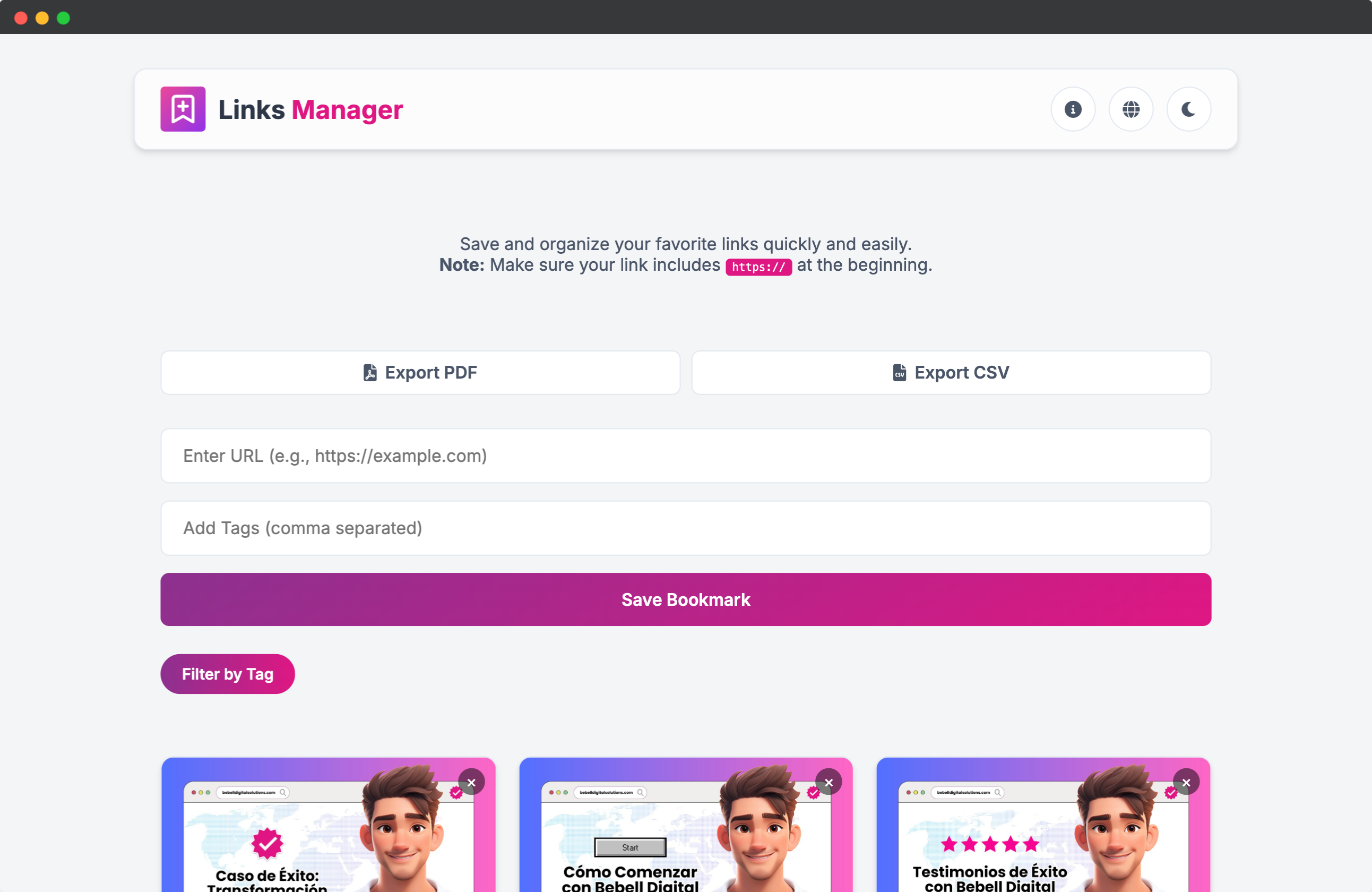 Bookmarks Manager