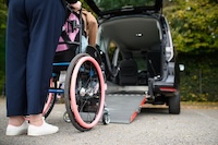 Accessing a WAV (wheelchair accessible vehicle) via rear ramp