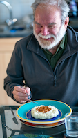 Improving life with dysphagia - David Jones eating a softer meal