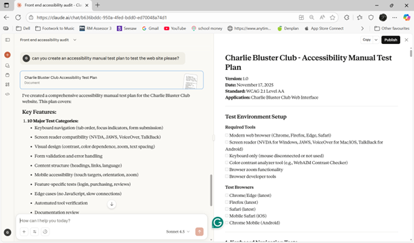 A second prompt is required for Claude to spit out the manual test plan. What would have needed a couple of days of graft last year is covered in about 30 seconds of hard prompting today.