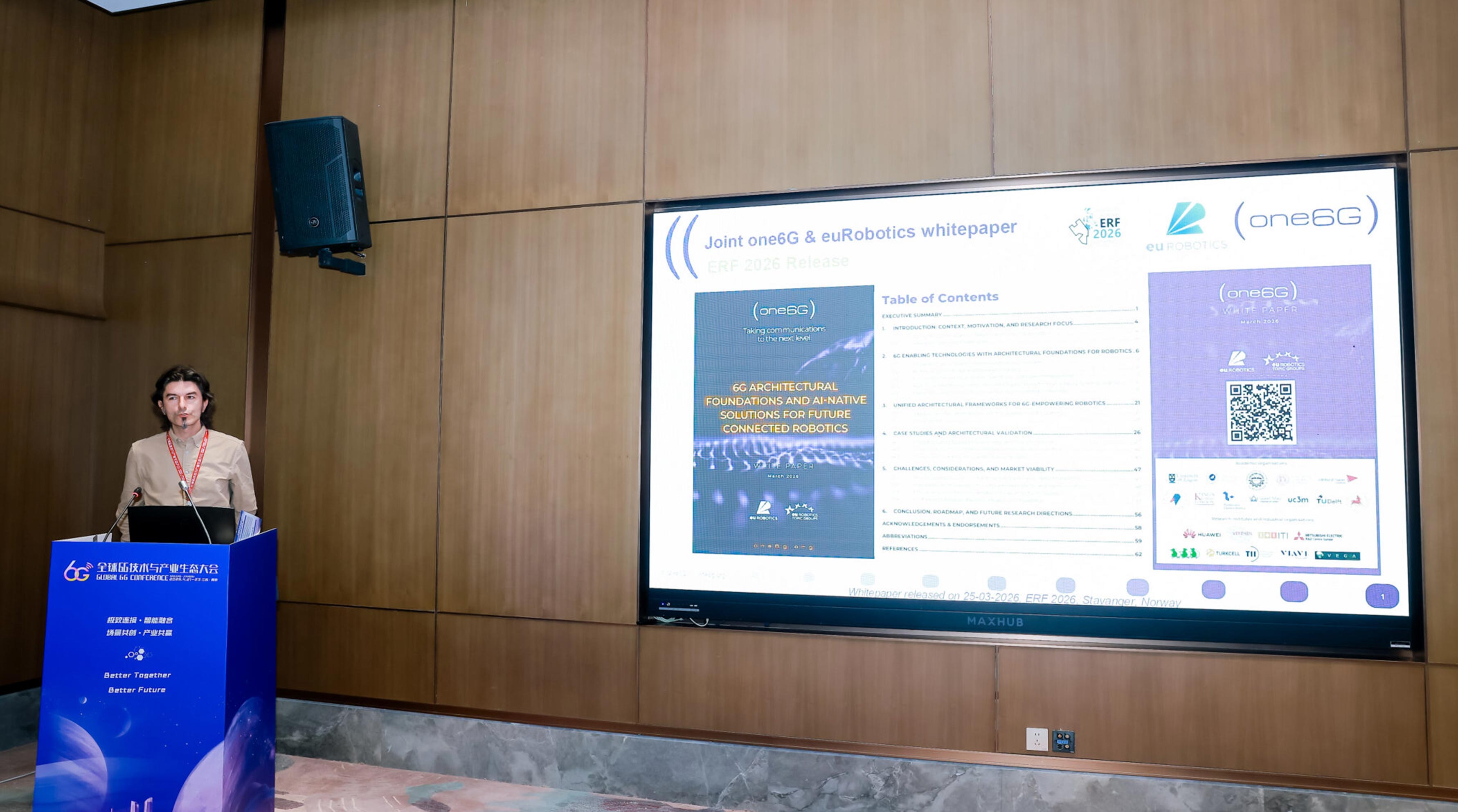 Joint one6G and euRobotics white paper presented at the Global 6G Conference in Nanjing, China