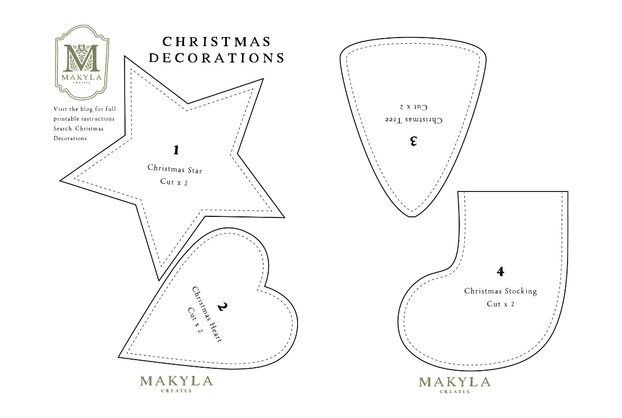 DIY Homemade Christmas Decorations to Sew (Free Patterns) - Makyla Creates