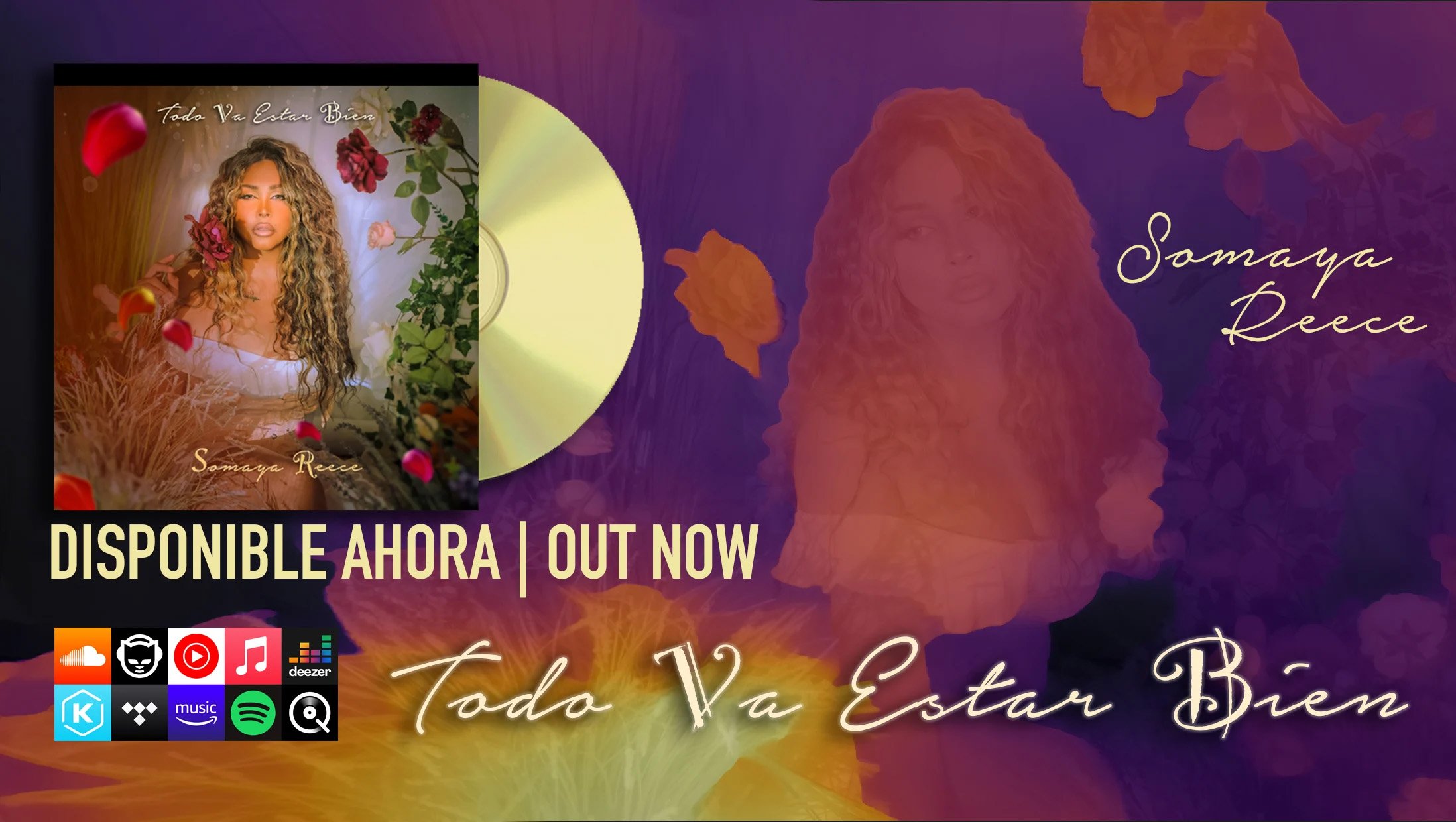 Somaya Reece music banner with streaming platform logos
