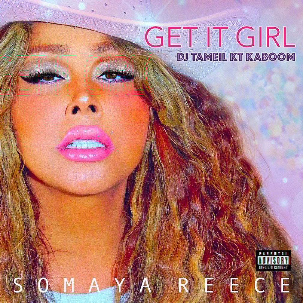 photo of song Get It Girl Somaya Reece Jersey Club Cover Artwork in pinks and light blue