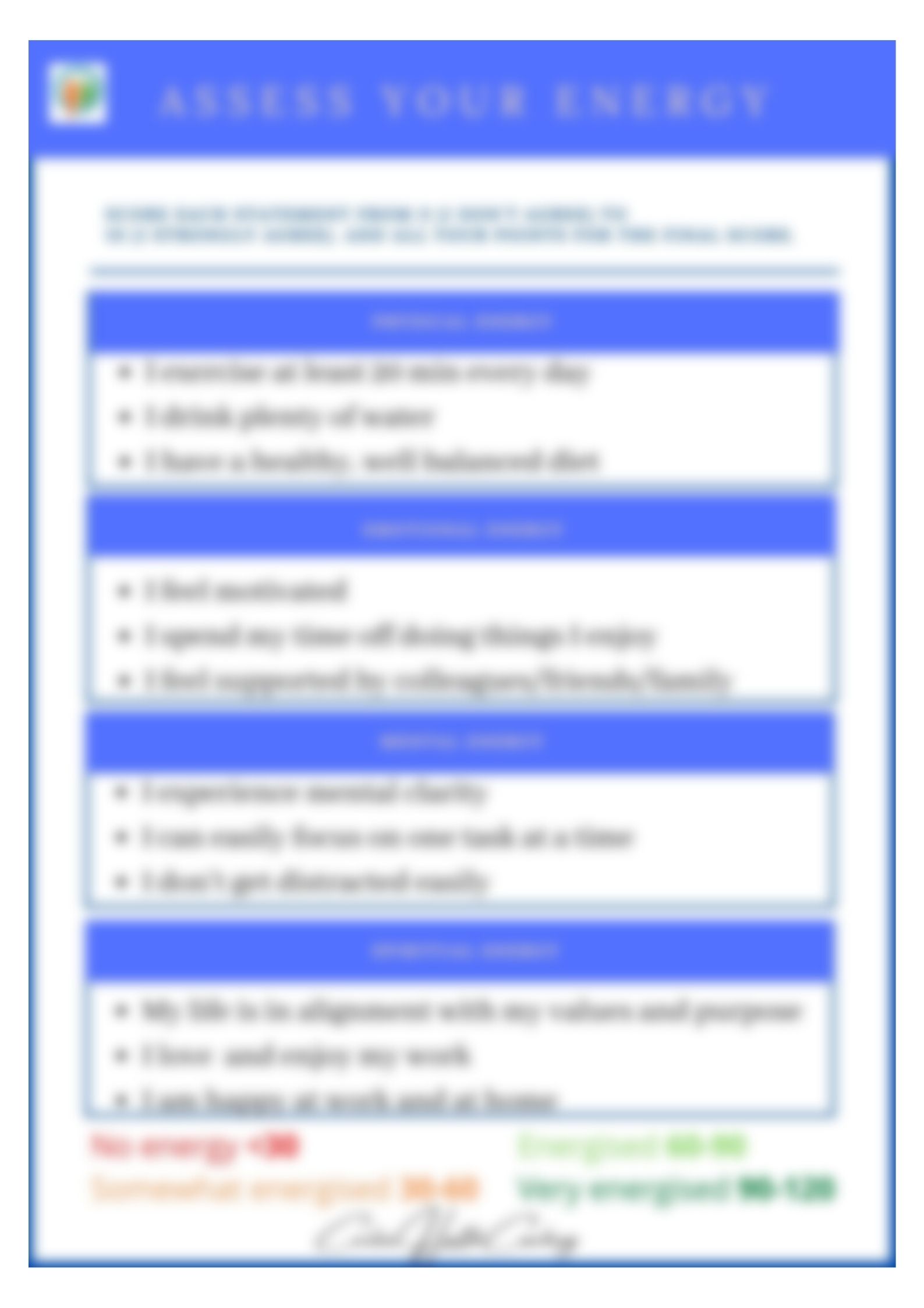 Assess your energy levels