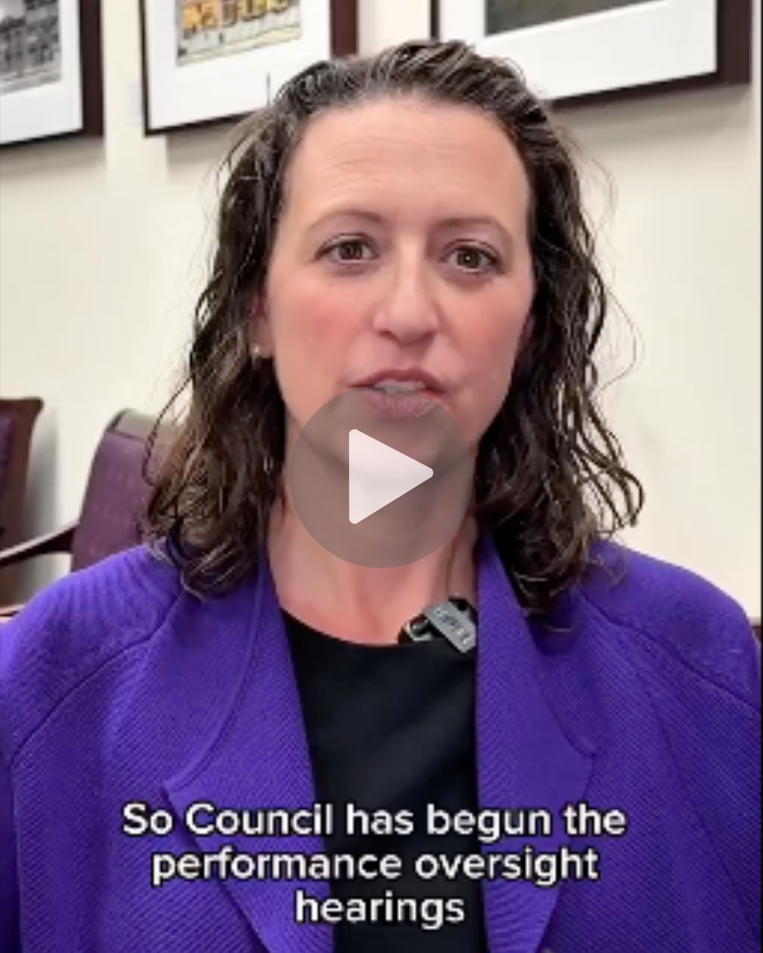 Video screenshot of Councilmember Nadeau speaking. Caption reads: So Council has begun the performance oversight hearings