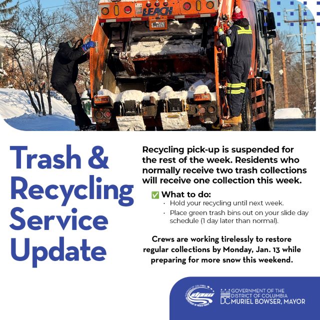 DC DPW graphic - trash & recycling service update