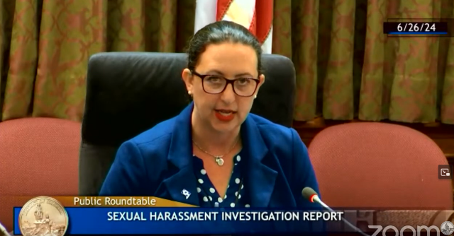 Councilmember Nadeau gives remarks at a hearing to identify missteps in the initial investigation of allegations of sexual harassment against Mayor Bowser’s former chief of staff and deputy mayor