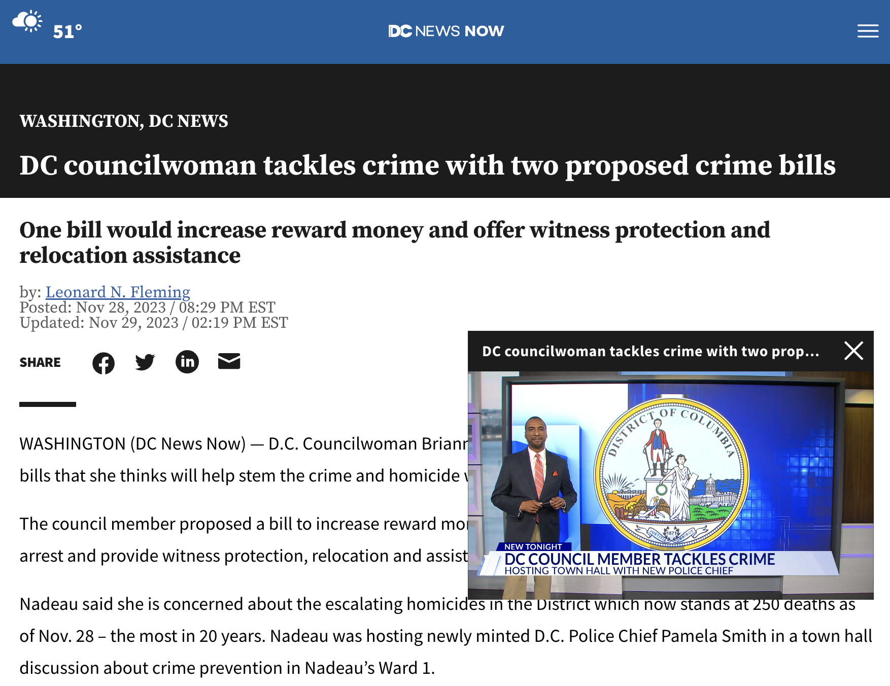 Screenshot shows headline on website: 