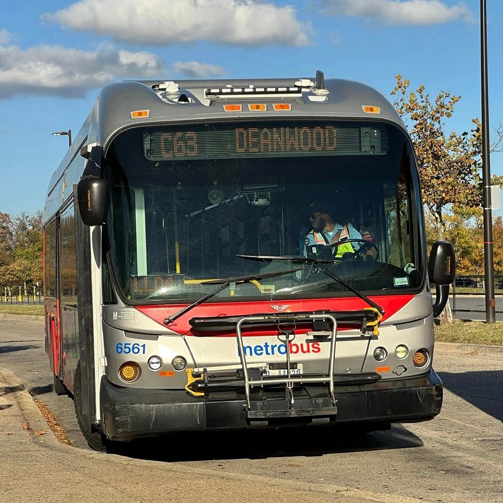 Bus with sign that says C63 Deanwood