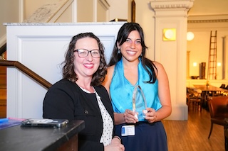 Councilmember Nadeau poses with AdMo BID honoree Kim Vacca