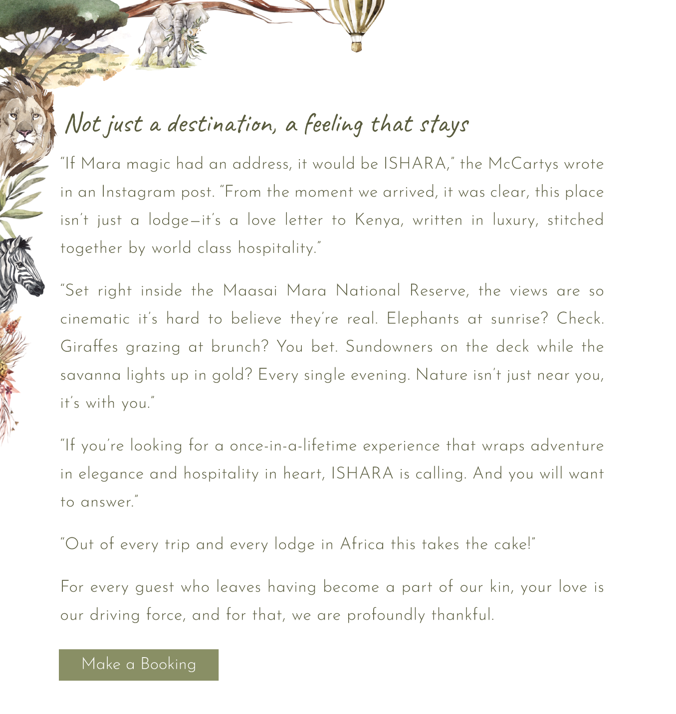 Make a booking at Ishara