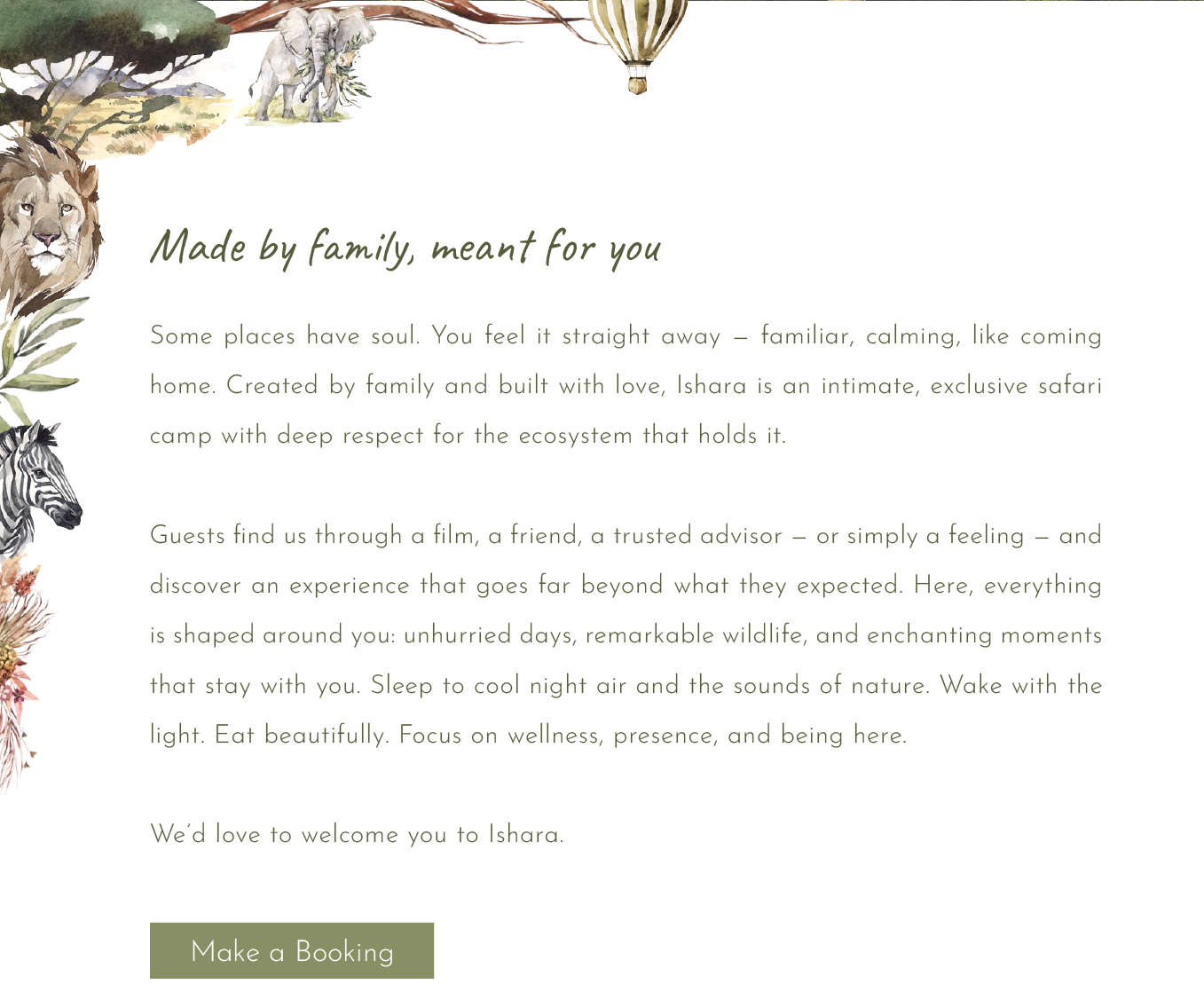 Make a booking at Ishara