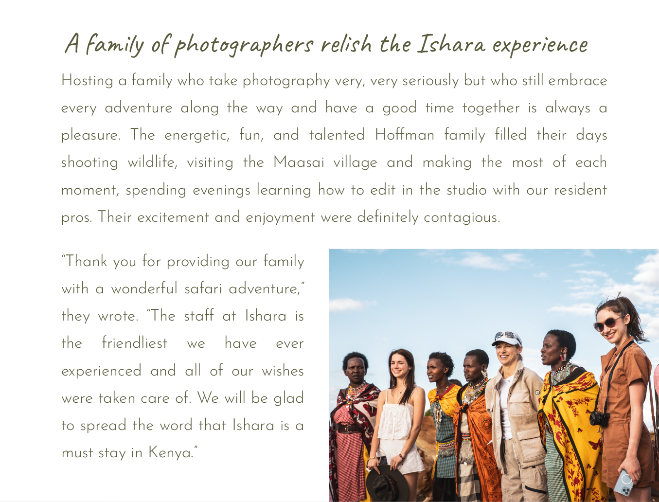 A family of photographers relish the Ishara experience