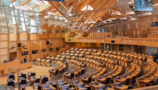 Debating chamber inside the Scottish Parliament