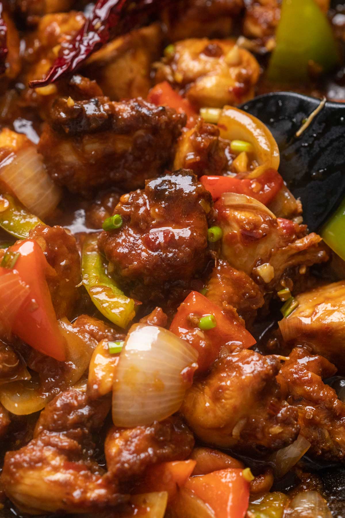 Close up of szechuan chicken