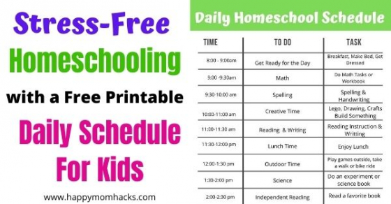 Free Printable Homeschool Schedule for Kids That's Easy to Follow