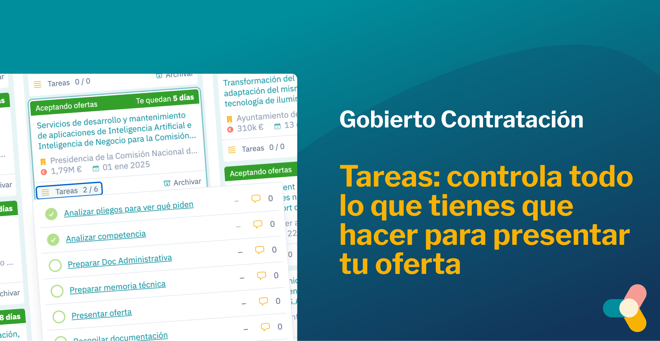 Tareas: controla todo lo que tienes que hacer para presentar tu oferta